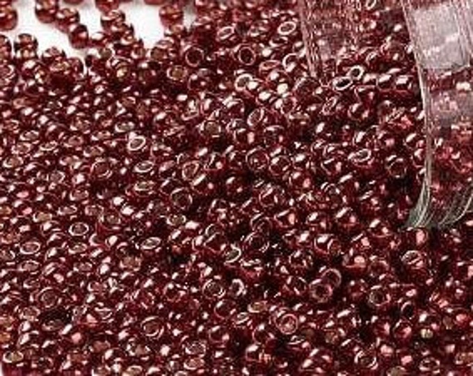 11/0 Toho Seed Beads, PermaFinish Cabernet Red Metallic (PF564), 10 grams, About 1103 Round Seed Beads, 2.2mm with .8mm Hole, PermaFinish