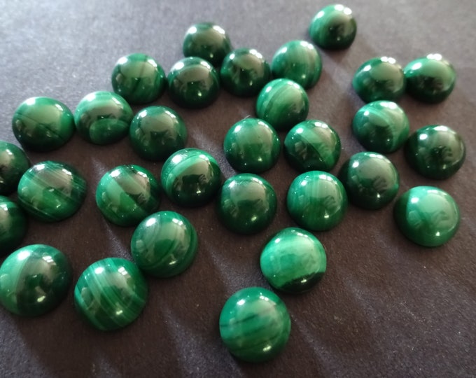 8mm Natural Green Malachite Gemstone Cabochon, Round Cabochon, Polished, Stone Cabochon, Natural Gemstone, Striped, Malachite Gemstone