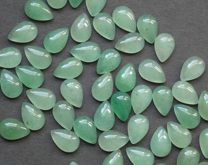 10x7mm Natural Green Aventurine Gemstone Cabochon, Teardrop, Polished Gem Drop, Natural Gemstone, Light Green Stone, Semi Transparent