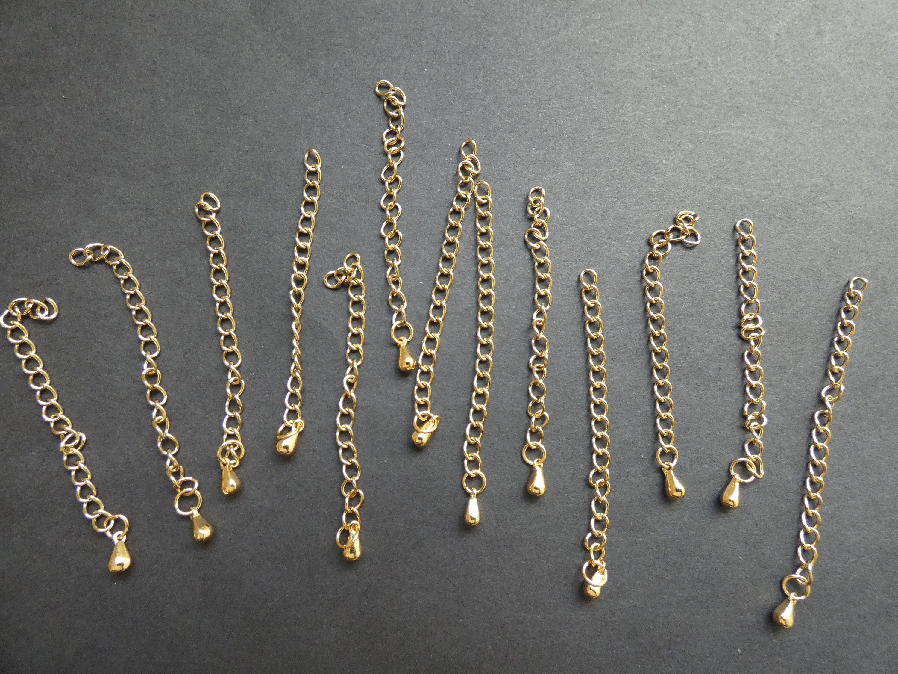 50mm Stainless Steel Extender Chains, Gold Color, Twist Extendar Chain