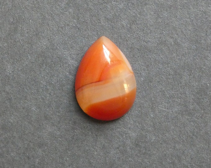 25x18mm Natural Striped Agate Cabochon, Teardrop, Orange, Dyed, Gemstone Cabochon, One of a Kind, Banded Agate Cabochon, Unique Agate Cab