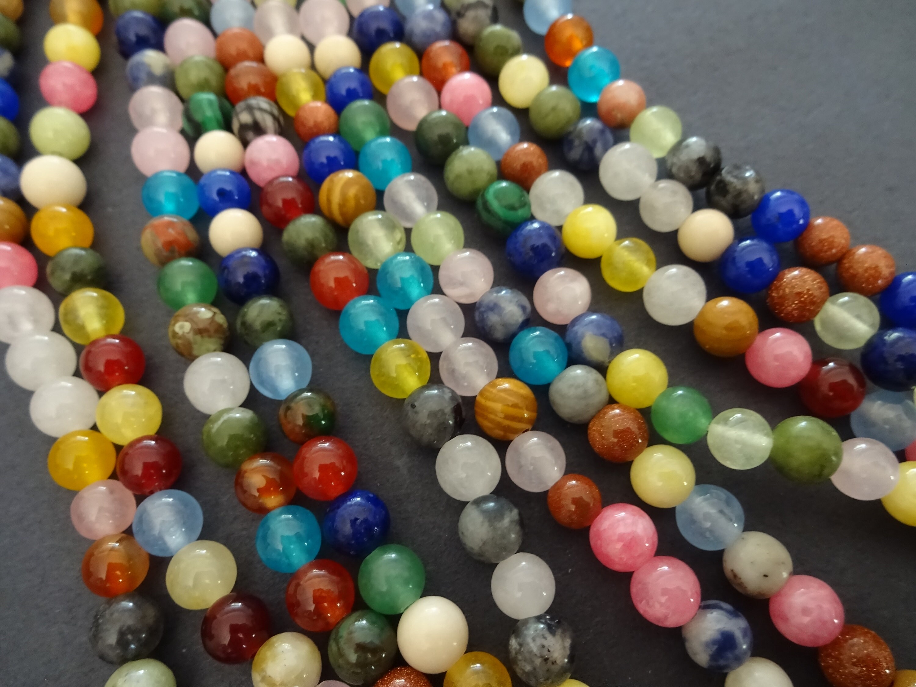 16 Inch Strand Of 6mm Gemstone Beads, About 64 Ball Beads, Drilled