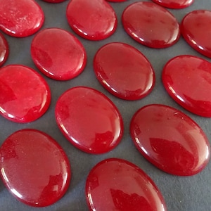 40x30mm Natural Chalcedony Cabochon, Dyed, Oval Stone, Polished, Natural Gemstone, Extra Large Crystal Stone, Red Cab, Wire Wrapping Stone