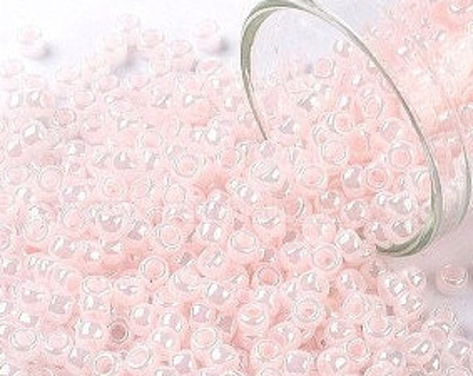 8/0 Toho Seed Beads, Ceylon Soft Pink (145L), 10 grams, About 222 Round Seed Beads, 3mm with 1mm Hole, Ceylon Finish