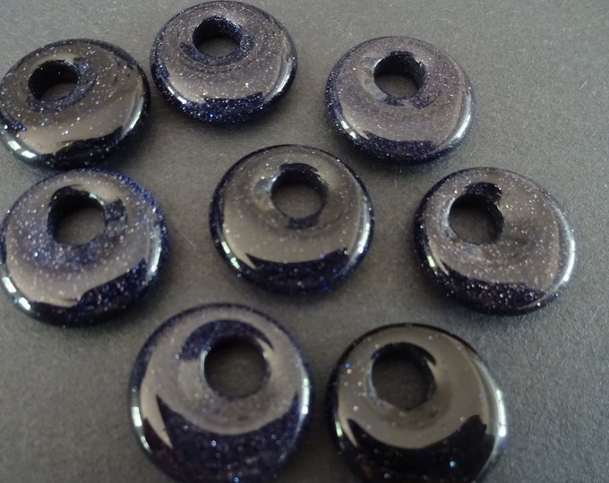Set of 18mm Synthetic Blue Goldstone Pendant, Glass Donuts, Blue Glass, Goldstone Component, Round Glass Pendant, Wire Wrap