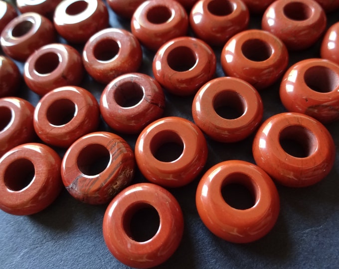 12x6mm Natural Red Jasper Rondelle Bead, Round Stone Ring, 5mm Hole, Polished Gem, Jasper Donut, Natural Stone, Stone Ring, Jasper Ring