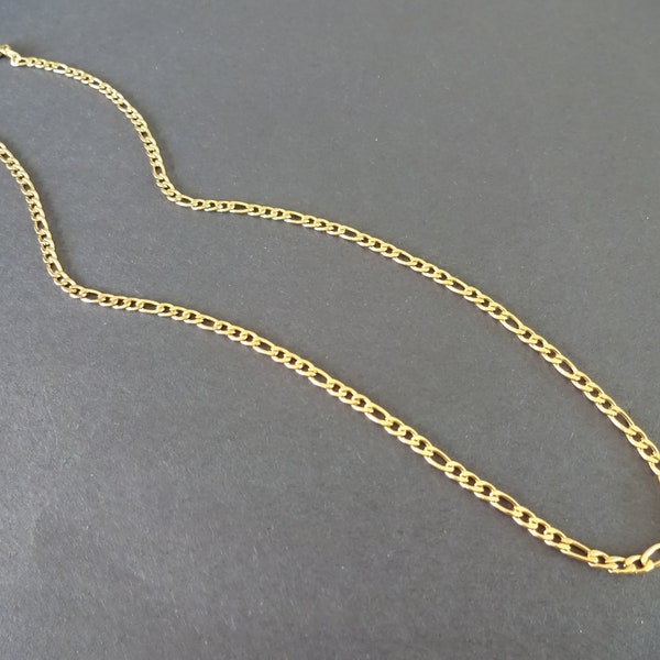 304 Stainless Steel 17.9 Inch Figaro Chain, With Lobster Claw Clasp, Shiny Gold Chain, DIY Cut To Size Figaro Necklace Chain, 3mm Wide