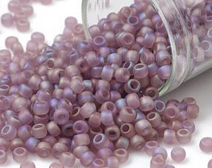 8/0 Toho Seed Beads, Transparent AB Frost Light Amethyst (166F), 10 grams, About 222 Round Beads, 3mm with 1mm Hole, Frost Finish
