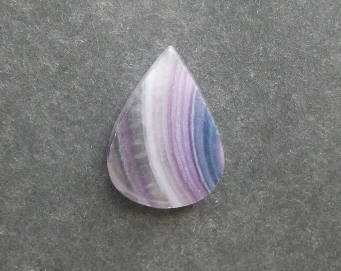 33x24mm Natural Fluorite Bead, No Hole/Undrilled, for Wire Wrapped Pendant Making, Gemstone Bead, Large Teardrop, Purple and Blue,Multicolor