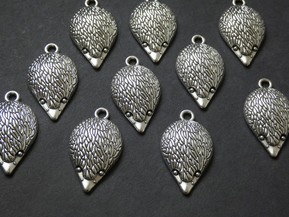 10 x Silver Hedgehog Charms, Jewellery Making, Bracelet Charms, Pendant Charms, Animal Charm, Metal Charms