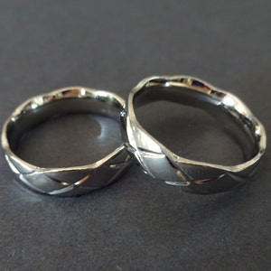 Stainless Steel Diamond Pattern Band, Silver Steel Ring, Sizes 6-11, Handcrafted Steel Ring, Luxury Wedding Band, Engagement Ring, 6mm Band