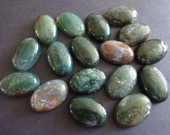 2 PACK Of 30x20mm Natural Indian Agate Cabs, Oval Cabochon, Polished Gem Stone, Natural Gemstone, Green Agate Gemstone, Set Of 2 Cabs