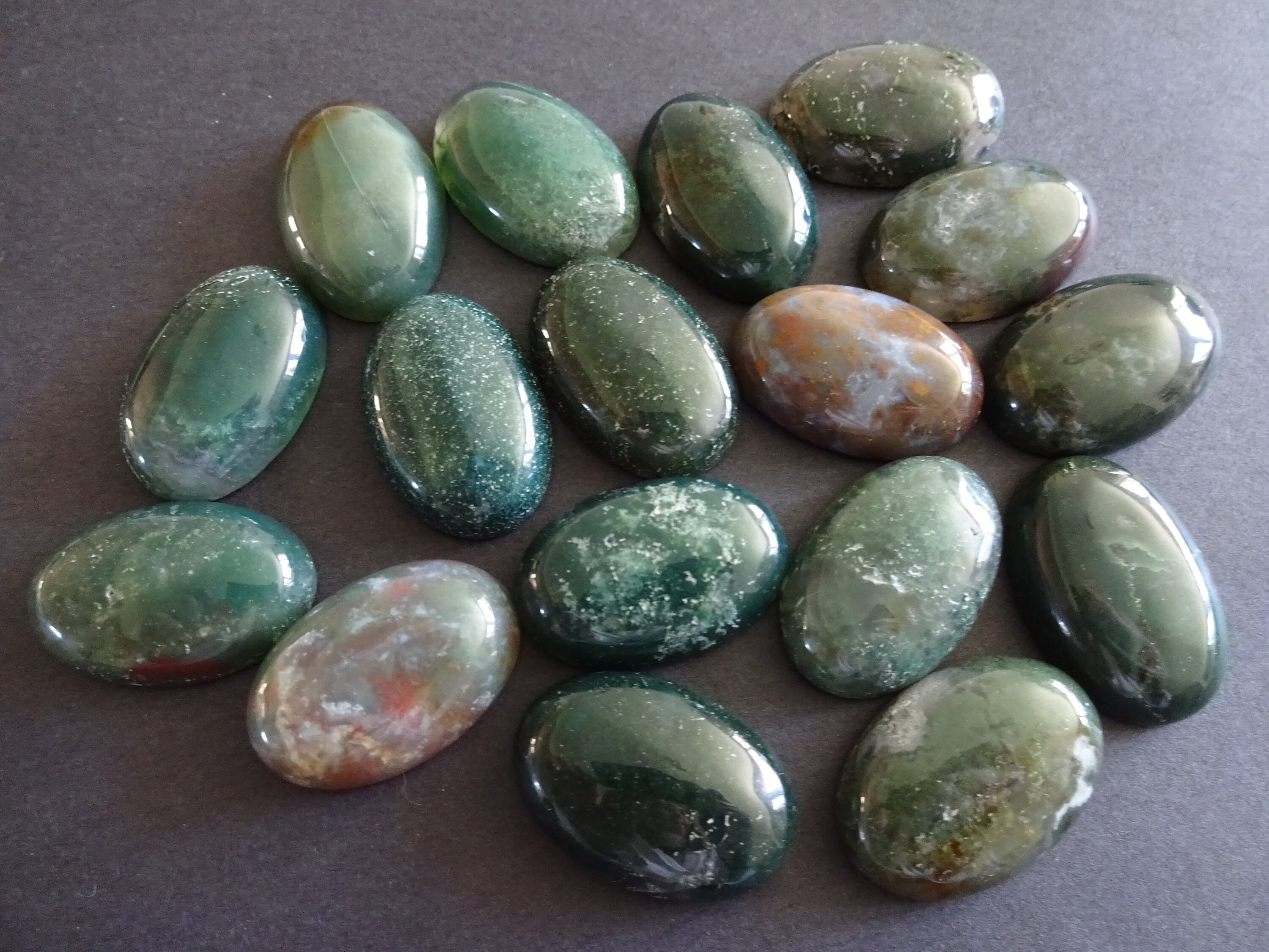 2 PACK Of 30x20mm Natural Indian Agate Cabs, Oval Cabochon, Polished