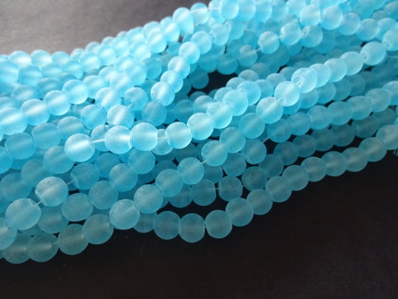 Indian Glass Beads Light Blue Opaque Round 8mm