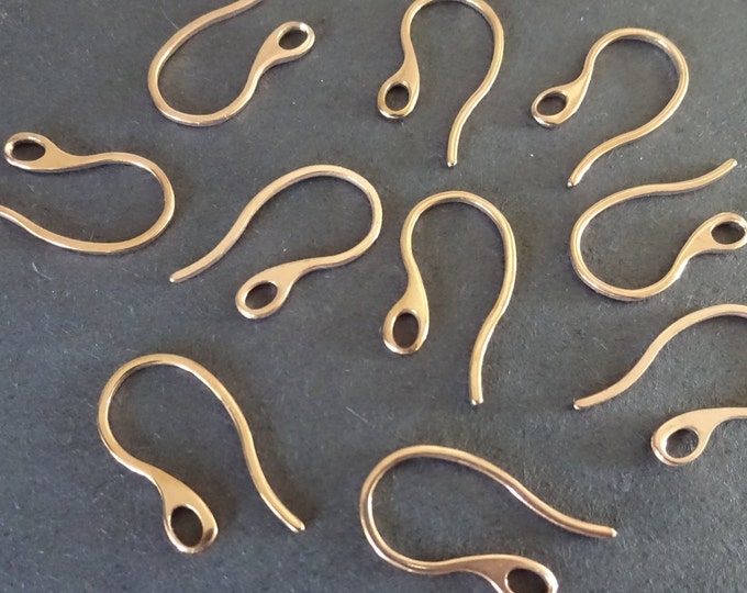 10 PIECE Stainless Steel Rose Gold Earring Hooks, 22mm Hook Earring Set, DIY Earring Making, Metal Hook Earrings, 2.5x3.5mm Hole, Ear Wires