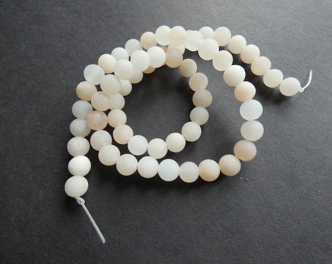 15.5 Inch 6-6.5mm Natural Pink Aventurine Ball Beads, About 63 Gemstone Beads, Frosted Quartz Stone, Light Pink Quartz, Unfinished, 1mm Hole