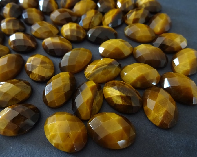 18x13mm Natural Tiger Eye Cabochon, Faceted Oval Cab, Polished Gem, Tigereye Cabochon, Natural Gemstone, Polished, Tiger's Eye, Tigers Eye