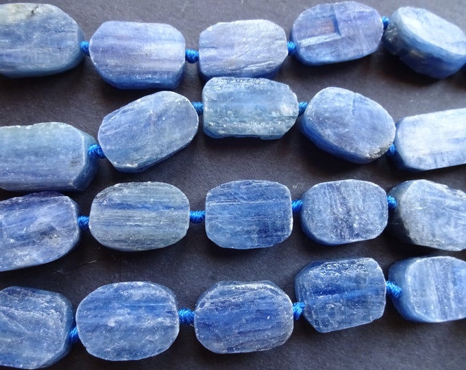 15 Inch Strand 6-23mm Natural Kyanite Beads, Flat Nuggets, About 19 Blue Stones, Small Nugget Bead, Opalescent Gemstone, Cyanite, Disthene