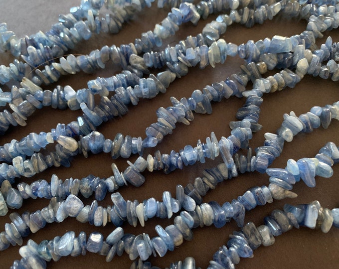 1.5-11.5mm Natural Kyanite Chip Beads, 33 Inch Bead Strand, About 250 Blue Stones, Small Nugget Bead,  Opalescent Gemstone, Cyanite Stone