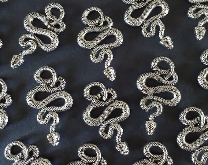 42.5x24mm Metal Snake Charms, Silver Color, Snake Pendant, Snake Jewelry, Serpant Charm, Large Hole Pendant, Animal Charm