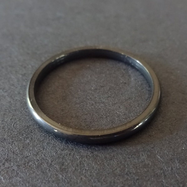 Stackable Stainless Steel Black Ring, 2mm Thin Simple Band, Size 6-11, Handcrafted Steel Ring, Unisex Ring, Wedding and Engagement Ring