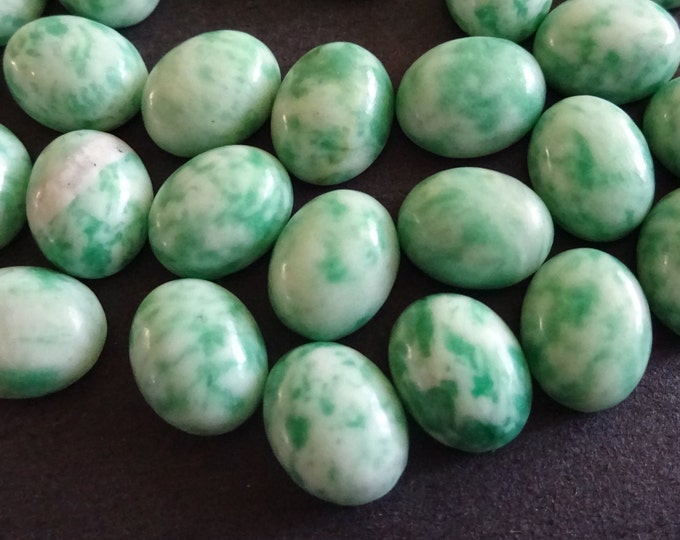 10x8mm Natural Green Spot Jasper Cabochon, Oval Cabochon, Polished Gem, Spotted Cabochon, Natural Gemstone, Green Jasper Crystal