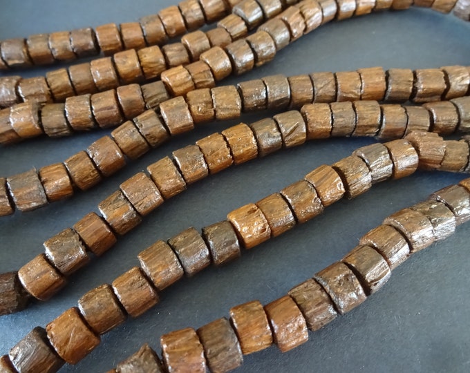 21 Inch 8mm Wood Heishi Bead Strand, Dyed, About 80 Beads Per Strand, Brown Wooden Bead, Round Disc Spacer, LIMITED SUPPLY, Hot Deal!