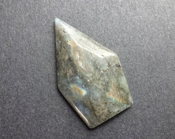 49x29.5mm Natural Labradorite Pentagon Cabochon, Gray and Blue, One Of A Kind, As Seen In Image, Only One Available, Opalescent Stone