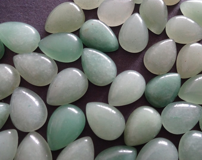 13-14mm Natural Green Aventurine Teardrop Cabochon, Polished, Natural Gemstone, Light Green, Aventurine Crystal, Teardrop Stones