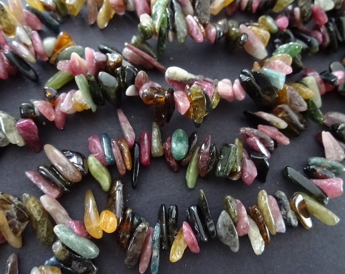 15.5 Inch 10-30mm Natural Tourmaline Bead Strand, About 80 Beads, Pink, Yellow and Green Stone, Drilled Tourmaline, Polished Crystal Beads