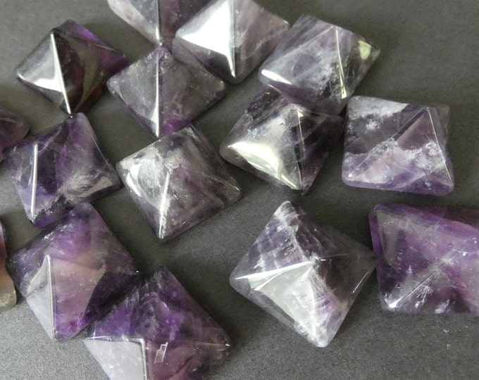 20x20mm Natural Amethyst Cabochon, Pyramid Gemstone Cabochon, Purple Amethyst Crystal, Polished Gem, Triangle Cab, Undrilled Amethyst Stone