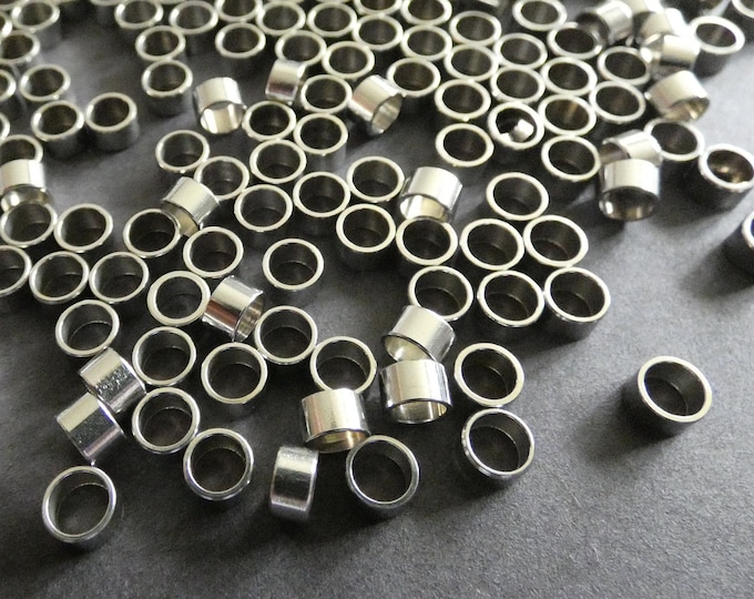 Stainless Steel 5mm Column Beads, Silver Color, 1.5mm Hole, Cylinder Round Beads, Jewelry Making Supply, Metallic, Modern Style, Steel Bead