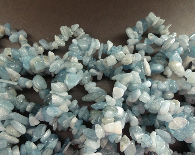 36 Inch 3-13mm Natural Aquamarine Chip Beads, About 300 Stones, Light Blue Stone, Nugget Bead, Gemstone, Semi Transparent, Nautical Bead