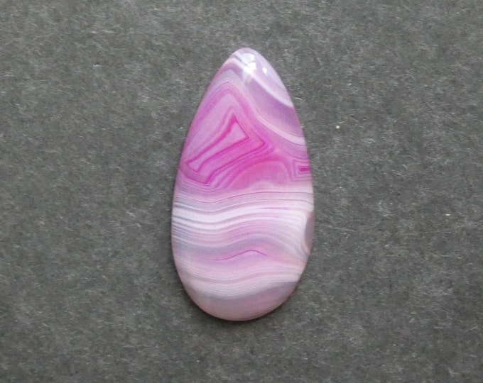 49x24mm Natural Striped Agate Cabochon, Large Teardrop, Pink, One of a Kind, Gemstone Cabochon, Only One Available, Banded Agate Cabochon