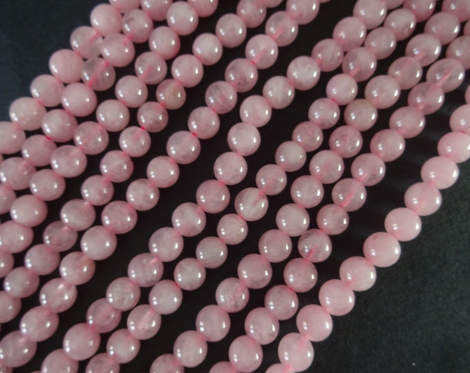 15 Inch Strand Of 6mm Natural Rose Quartz Ball Beads, About 63 Gemstone Beads, Polished Quartz Stone, Light Pink Quartz Crystal, 1mm Hole