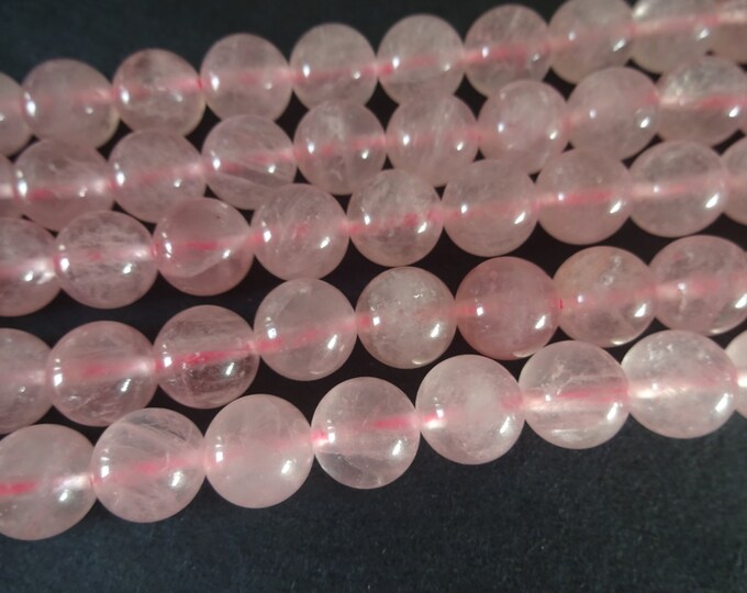 15 Inch Strand Of 10mm Natural Rose Quartz Ball Beads, About 38 Gemstone Beads, Polished Quartz Stone, Light Pink Quartz Crystal, 1mm Hole