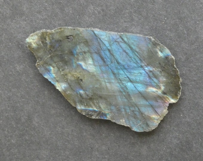 82x47mm Natural Labradorite Stone, Gemstone Cabochon, Blue & Green,  Iridescent, One of a Kind, Only One Available, Unique Labradorite Cab