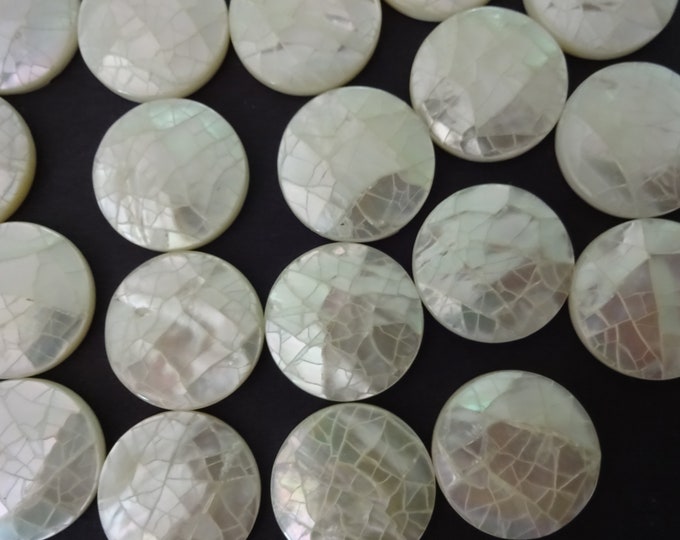 16mm Natural Mother Of Pearl Cabochons, Round Freshwater Seashell Cabs, Iridescent White, Shell Cab, Freshwater Shell Jewelry