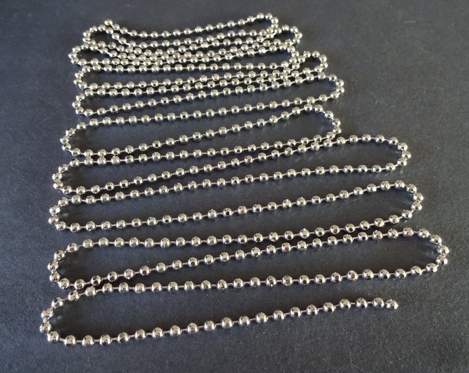 Brass 2 Meter (6.5 feet) Ball Chain, Classic Silver Color, Necklace Chain, Jewelry Making Chain, 3.2mm Ball Bead, LIMITED SUPPLY, Hot Deal!