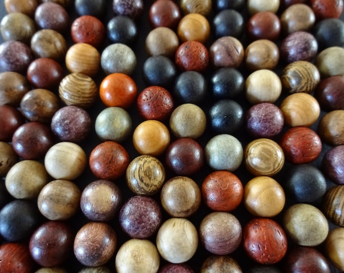 16 Inch 8-8.5mm Natural Wood Ball Bead Strand, Dyed, About 50 Beads. Brown & Mixed Color, Wooden Beads, Lightweight, Polished, 1.2mm Hole