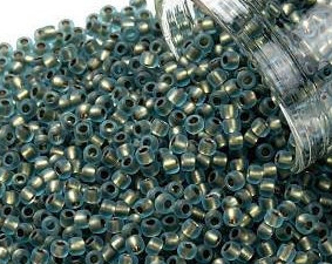 11/0 Toho Seed Beads, Bronze Lined Aqua Matte (995FM), 10 grams, About 3000 Round Seed Beads, 2.2mm with .8mm Hole, Matte Finish