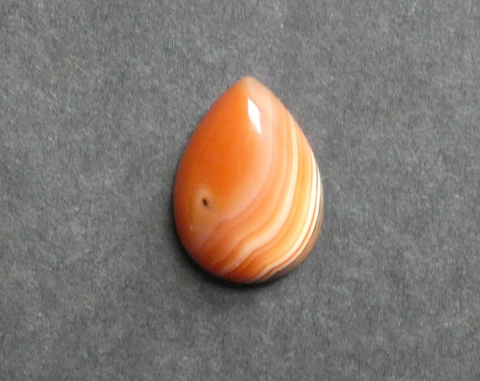 25x18mm Natural Striped Agate Cabochon, Teardrop, Orange, Dyed, Gemstone Cabochon, One of a Kind, Banded Agate Cabochon, Unique Agate Cab