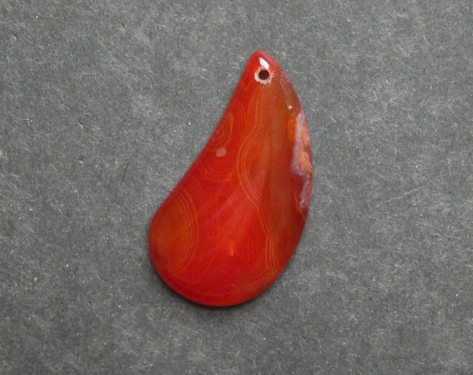 47x25mm Natural Agate Pendant, Gemstone Pendant, Large Teardrop, Orange, Dyed, One of a Kind, Only One Available, Unique Agate Pendant