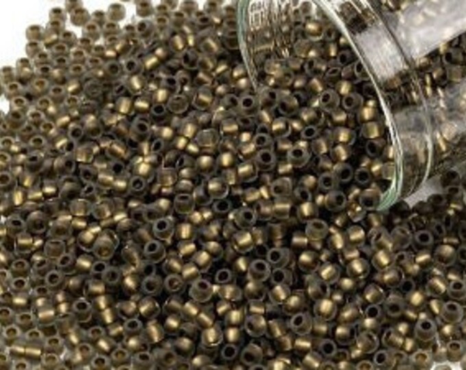 11/0 Toho Seed Beads, Bronze Lined Black Diamond Rainbow Matte (999FM), 10 grams, About 3000 Round Beads, 2.2mm with .8mm Hole, Matte Finish