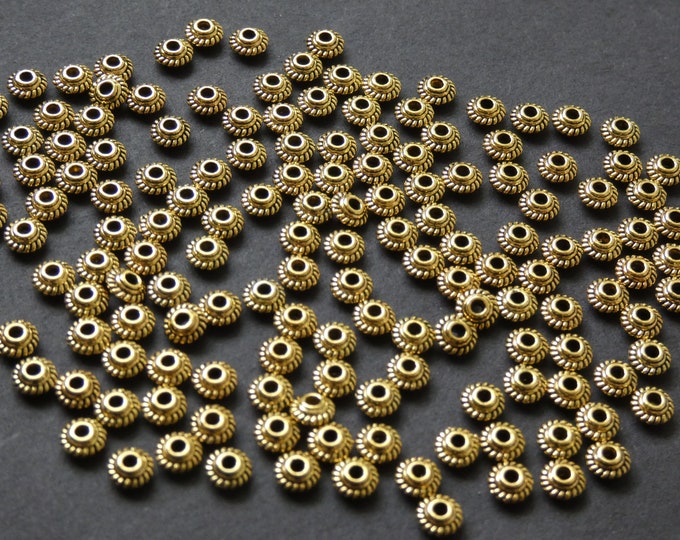 200 Pack Round Tibetan Style Bead, Circular Metal Bead, Metal Spacer, Gold Spacer Beads, Gold Metal Beads, Round Spacer Bead, Designed Space