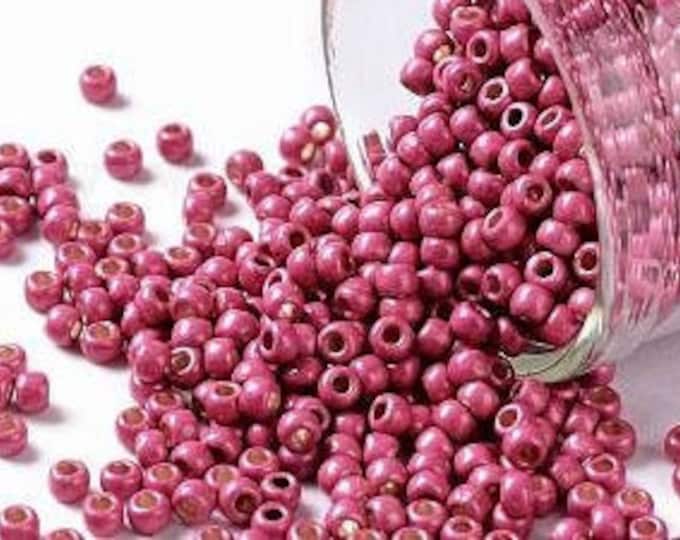 11/0 Toho Seed Beads, PermaFinish Hot Pink Metallic Matte (PF563F), 10 grams, About 1110 Round Seed Beads, 2.2mm with .8mm Hole, PermaFinish