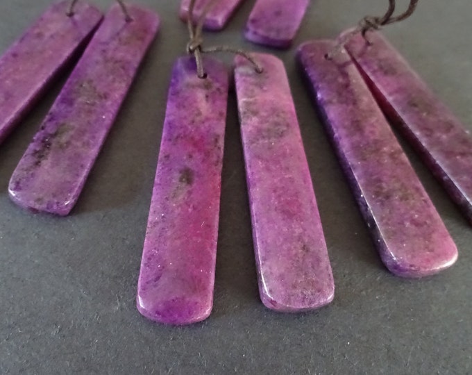 2 PACK OF 48-48.5mm Natural Lepidolite Pendants, Drilled Gemstone, Bright Purple Charms, Polished, Crystal Pendant, Lepidolite Mica Stone