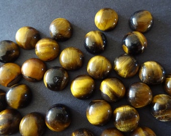 10mm Natural Tiger Eye Gemstone Cabochon, Round Cabochon, Polished Gem, Dome Cabochon, Natural Gemstone, Polished, Tiger's Eye, Tigereye