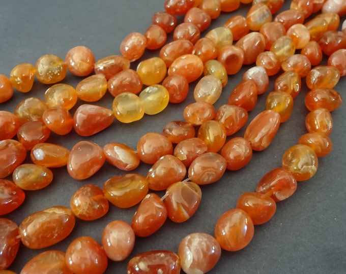 15-16 Inch Natural Red Agate 3-7mm Bead Strand, Dyed, About 40 Small Nugget Beads, Drilled Red Agate Crystals, LIMITED SUPPLY, Hot Deal!