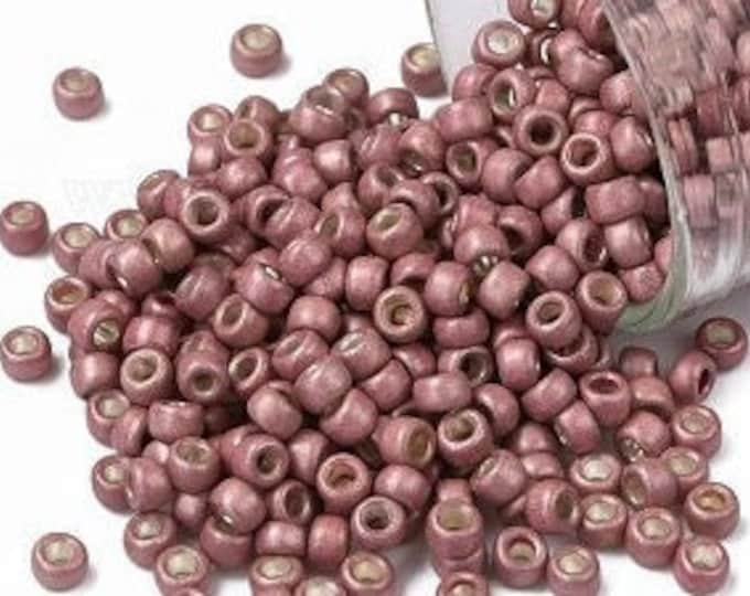 8/0 Toho Seed Beads, Frosted Matte Galvanized Pink (553F), 10 grams, About 220 Round Seed Beads, 3mm with 1mm Hole, Frosted Matte Finish